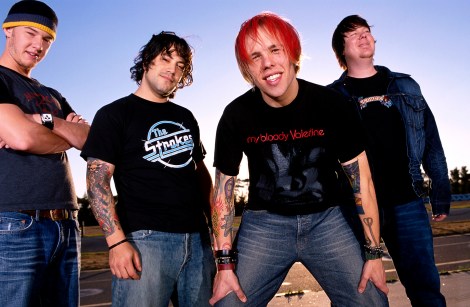 The Ataris pose for a group portrait on 11th January 2003 in Melbourne, Australia. (Photo by Martin Philbey /Redferns)